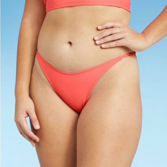 Xhilaration Coral High Leg Scoop Waist Bikini Bottoms, Size XL, NWT - Picture 1 of 11